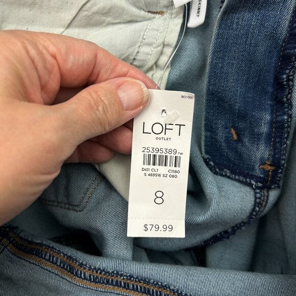 LOFT Outlet Modern Skinny Split Knee Jeans Women's Size 8 Medium Wash Denim NWT - Picture 8 of 13